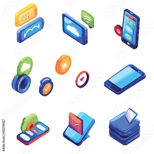 Professional Support Service Smartphone Icons Vector Illustration