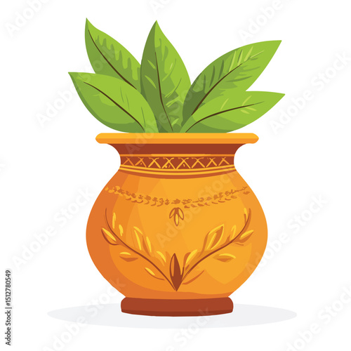 Traditional Ugadi Festival Offering Pot Cartoons Vector Illustration for Celebratory Designs