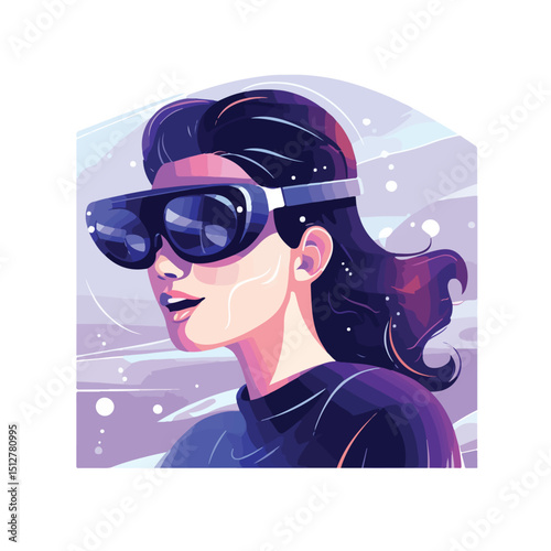 Professional Woman Wearing Smart Glasses in Augmented Reality Technology Design