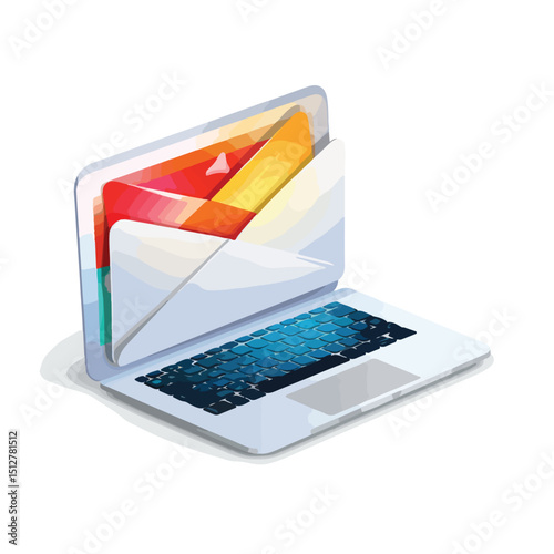 Professional computer and message envelope icon vector illustration for digital communication designs