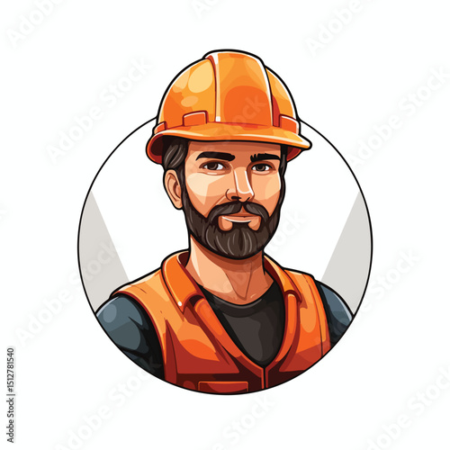 Professional Construction Worker Avatar Icon for Contractor Services and Business Websites