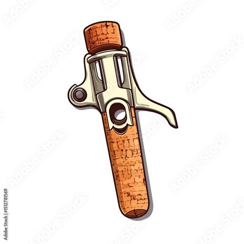 Professional Cork Wine Bottle Opener Vector Illustration for Use in Drinkware Designs