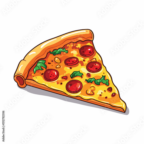Professional Flat Design Pizza Slice Icon Vector Illustration for Food Blogs and Restaurant Menus