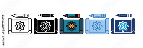 Financial Blueprint Icon Element For Design