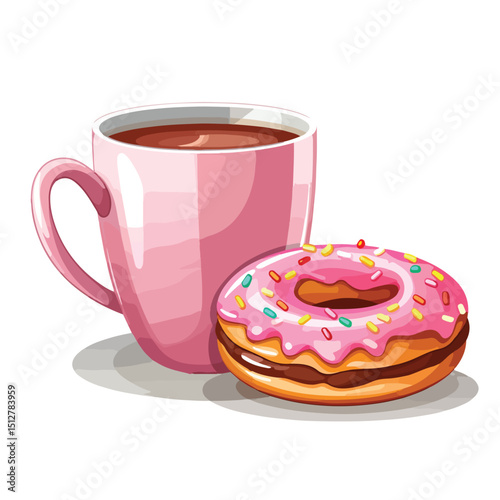 Professional Vector Illustration of Fast Food Concept with Mug and Donut for Design Projects