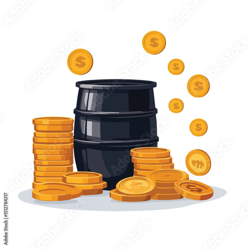 Comprehensive Infographic on Oil Price Trends with Barrel and Coins - Vector Illustration for Financial Reports