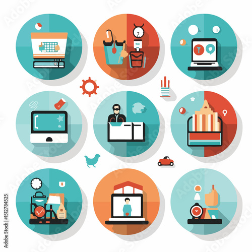 Professional Vector Illustration of Online Shopping Related Icons for E-commerce Websites