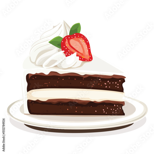 Piece of Cake Icon: Vector Illustration Isolated on White Background for Bakery Designs