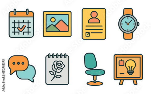 Tattoo icon set in linear style. body art and design symbols for creatives