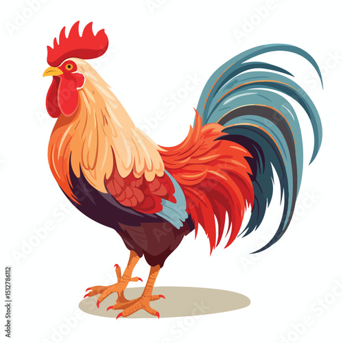 Rooster Domestic Farm Animal Illustration - A Characterful Rooster Vector EPS Design