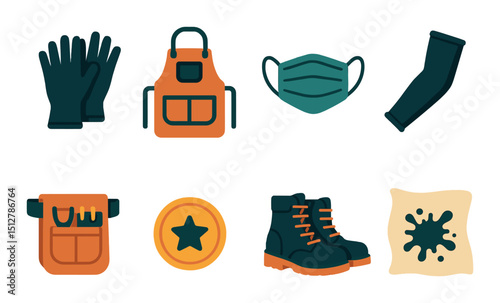 Tattoo artist silhouette icon set. body art and ink design symbols