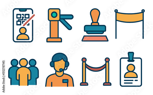 Crowded event linear icon set. gathering and celebration symbols in simple design