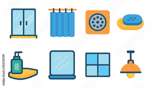 Bathroom icon set flat style. simple and modern washroom symbols