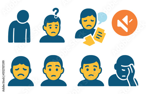 Losing argument icon set in flat style. debate, disagreement, discussion symbols