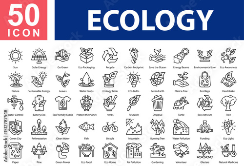 Ecology Icon Collection and Symple Concept Outline vector