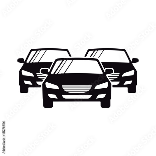 Group of Cars Front View Icon.
