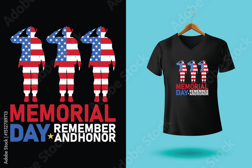 Memorial Day T-Shirt Design – Patriotic American Flag, Military Tribute, Veteran Remembrance Graphic