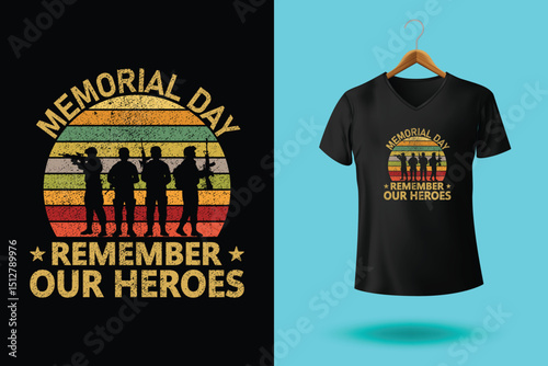 Memorial Day T-Shirt Design – Patriotic American Flag, Military Tribute, Veteran Remembrance Graphic