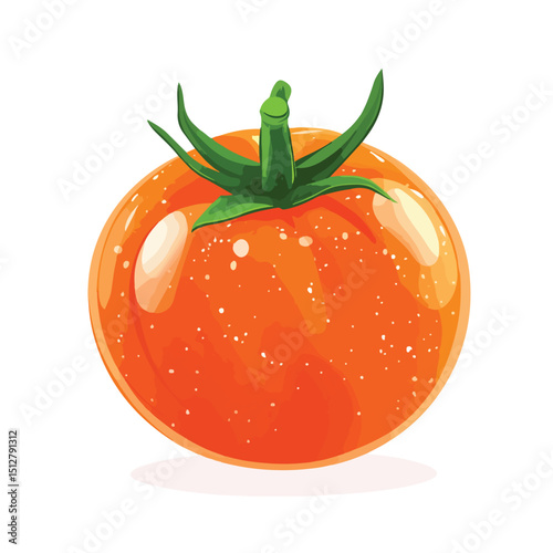 Vibrant Tomato Vegetable Vector Illustration with Orange Lines for Design Projects