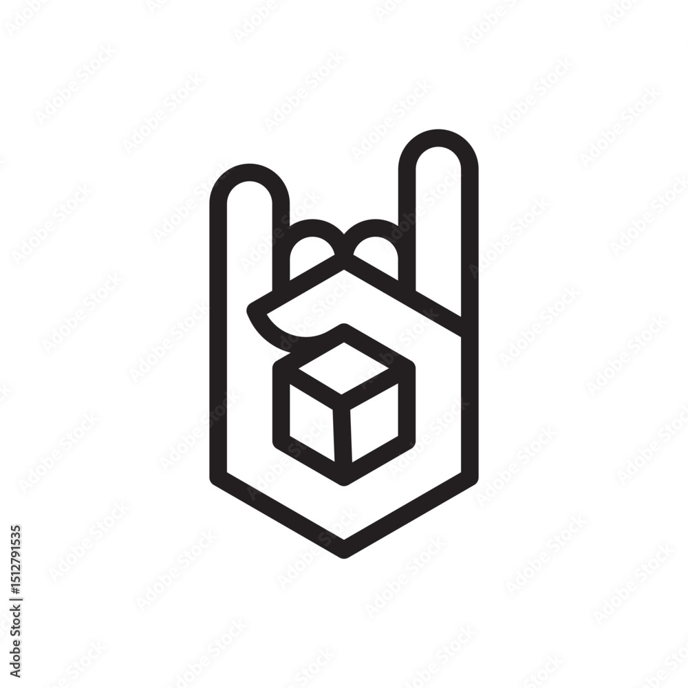 Fototapeta premium Metal hand box logo line vector