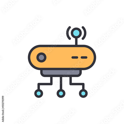Wireless Communication Technology Router Illustration With Antenna Symbol