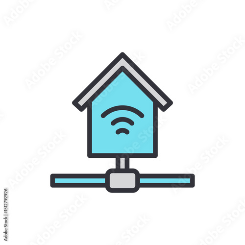 Modern Home Automation System With Wireless Connection Icon Symbol