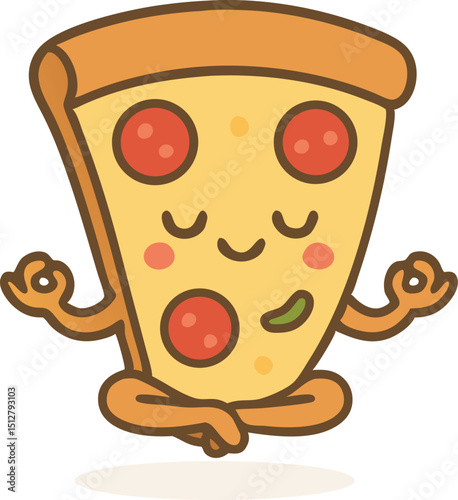 meditating pizza slice with pepperoni