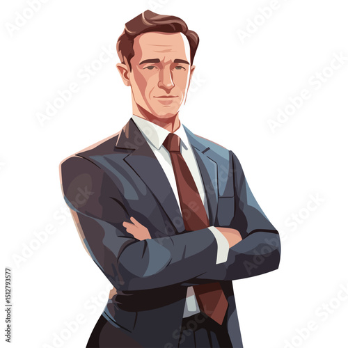 Professional Executive Businessman Avatar Vector Illustration for Business Presentations and Websites
