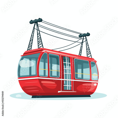Modern Funicular Cable Car Icon Vector Illustration for Transportation Infographics