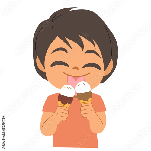 Cartoon of a baby boy enjoy...