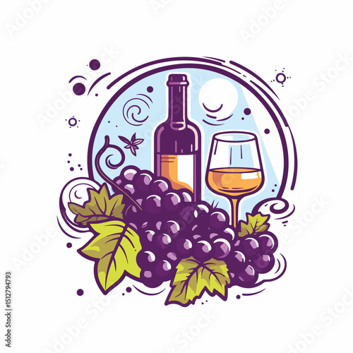 Elegant Wine Icon Design: Vector Illustration for Sommeliers, Wine Enthusiasts, Menus, and Beverage Brands