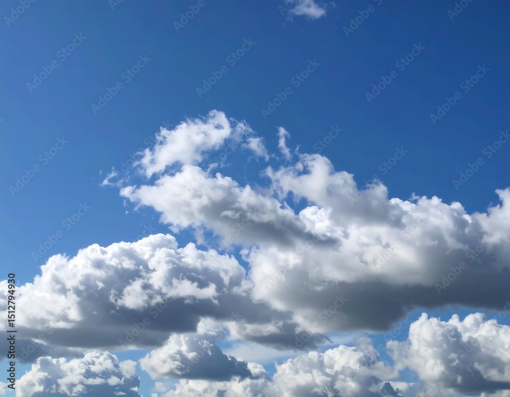 Fototapeta premium Fluffy clouds against a vibrant blue sky (1)