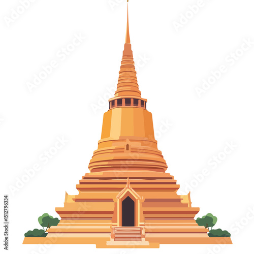 Phra Pathom Chedi Pagoda Thailand Vector Illustration for Professional Designs