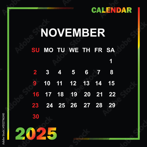 calendar month november 2025