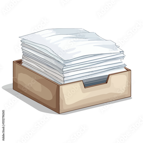 Professional Vector Illustration of Pile of Paper Sheets in Box Icon for Business Use