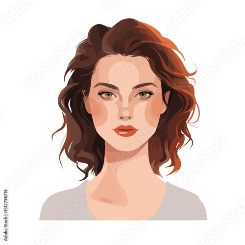 Professional Portrait of a Young Woman Avatar Female on White Background