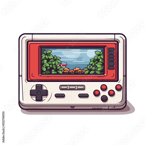 Vintage Video Game Console Illustration for Nostalgic Gaming Enthusiasts