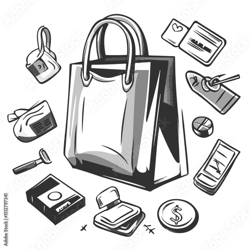 Professional Shopping Concept Budget Elements Cartoon Vector Illustration for Marketing Campaigns