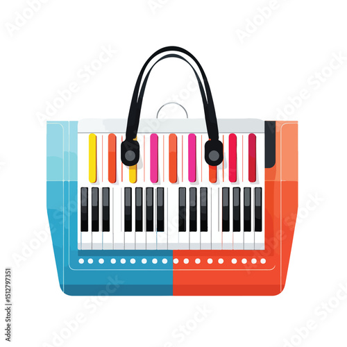 Professional Vector Illustration of a Shopping Bag Paper with Keyboard for E-commerce Websites and Online Shopping Platforms