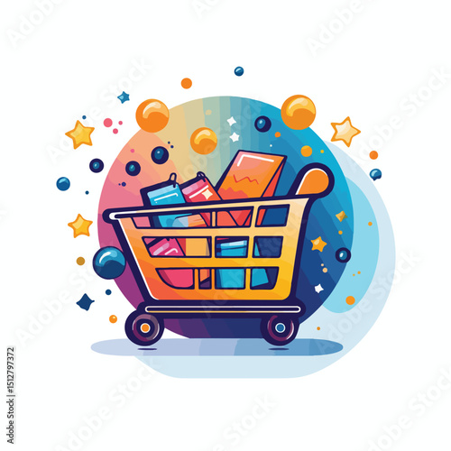 Colorful Shopping Commerce Icon Design for Marketing Strategies and Ecommerce Websites