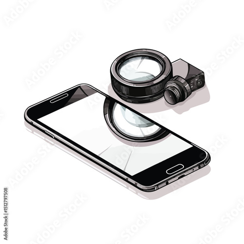 Professional Smartphone and Camera with Magnifying Glass Photography Equipment