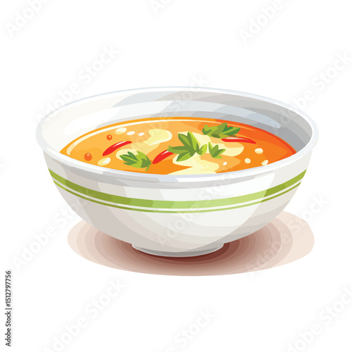 Modern Soup Bowl Food Vector Illustration on White Background