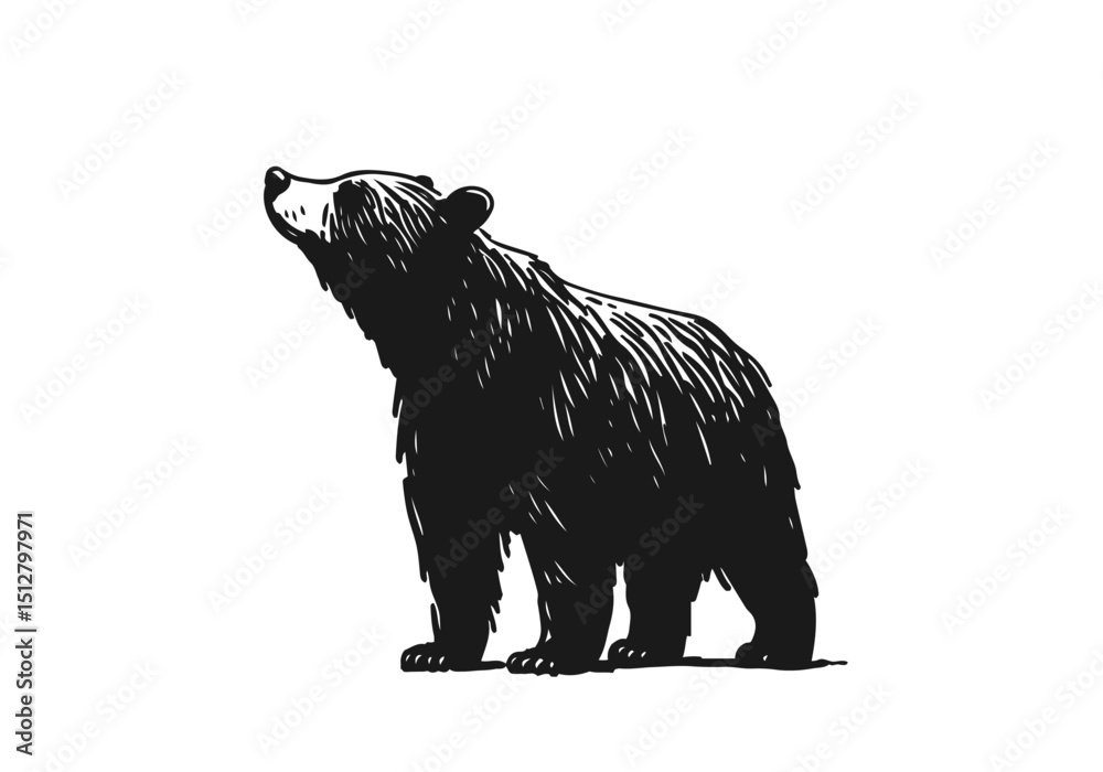 Obraz premium Black Bear hand drawn simple sketch vector illustration