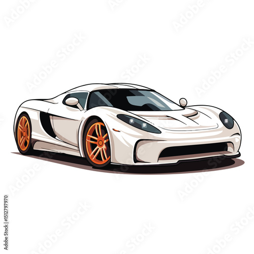 Professional Vector Illustration of a White Sport Car Icon Isolated on White Background