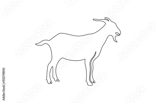 Continuous one line drawing of Goat. Single line drawing illustration of Muslim holiday sacrificing animals to God. Eid Al Adha Banner concept vector art. Doodle line illustration.