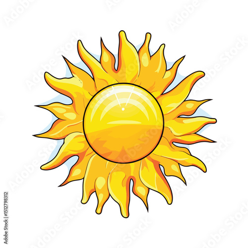 Bright Sun Solar Energy Light Cartoon Vector Illustration for Environmental Concepts