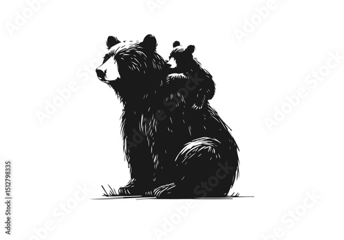 Black Bear hand drawn simple sketch vector illustration