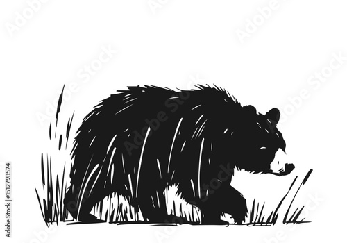 Black Bear hand drawn simple sketch vector illustration