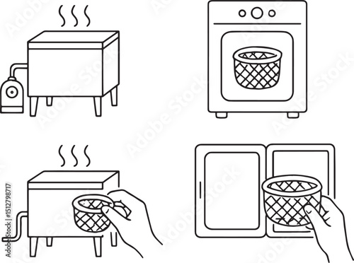 Set of Rattan and bamboo handycraft industry 