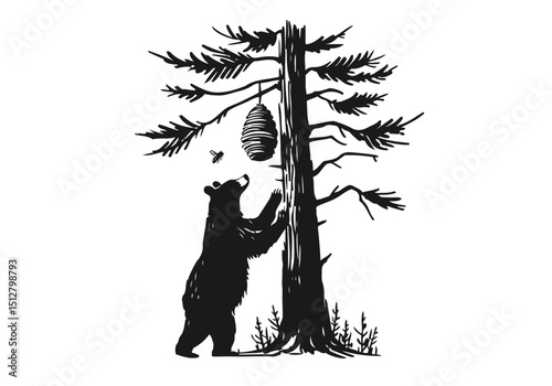 Black Bear hand drawn simple sketch vector illustration